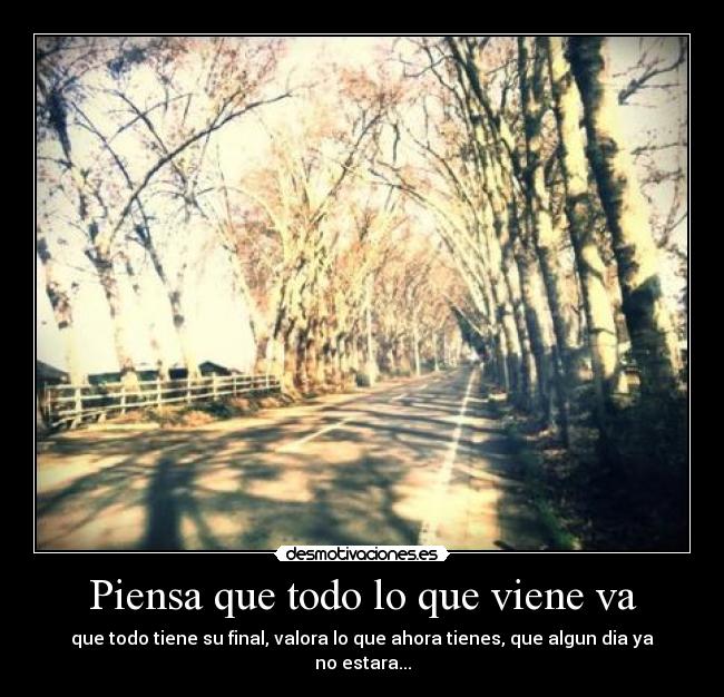 Piensa que todo lo que viene va -