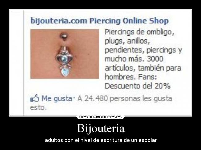 Bijouteria - adultos con el nivel de escritura de un escolar