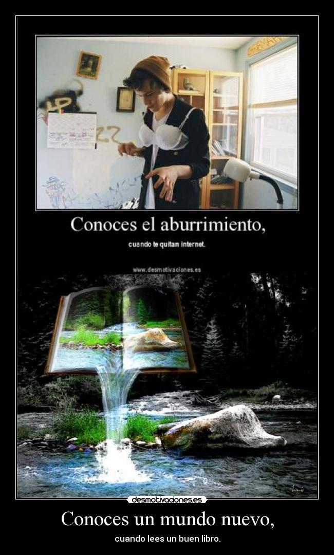Conoces un mundo nuevo, - cuando lees un buen libro.