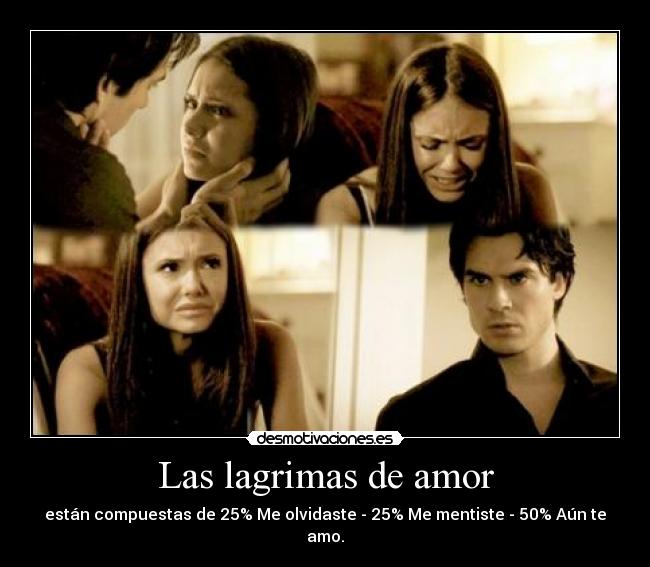 Las lagrimas de amor - están compuestas de 25% Me olvidaste - 25% Me mentiste - 50% Aún te amo.