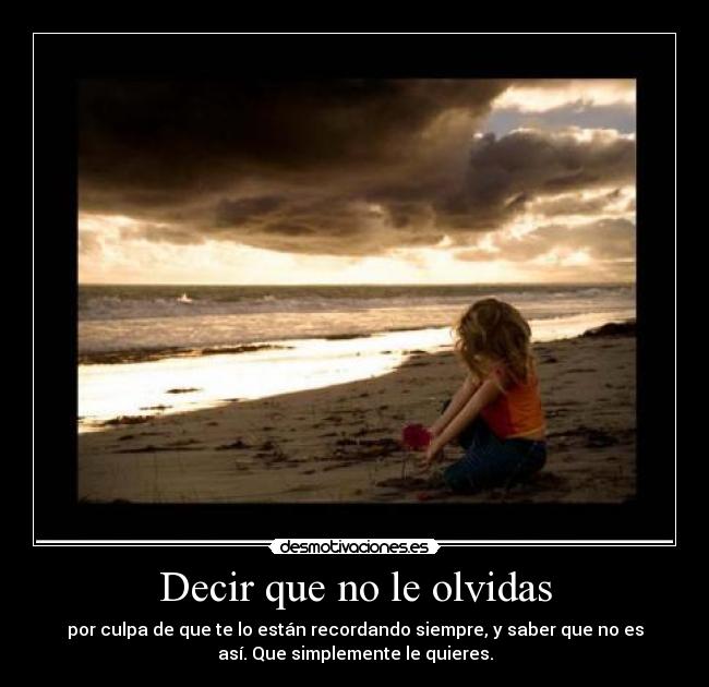 Decir que no le olvidas - por culpa de que te lo están recordando siempre, y saber que no es
así. Que simplemente le quieres.