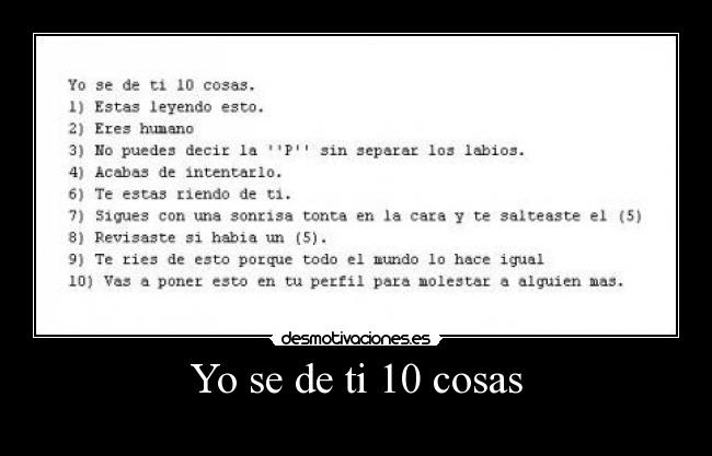 Yo se de ti 10 cosas -