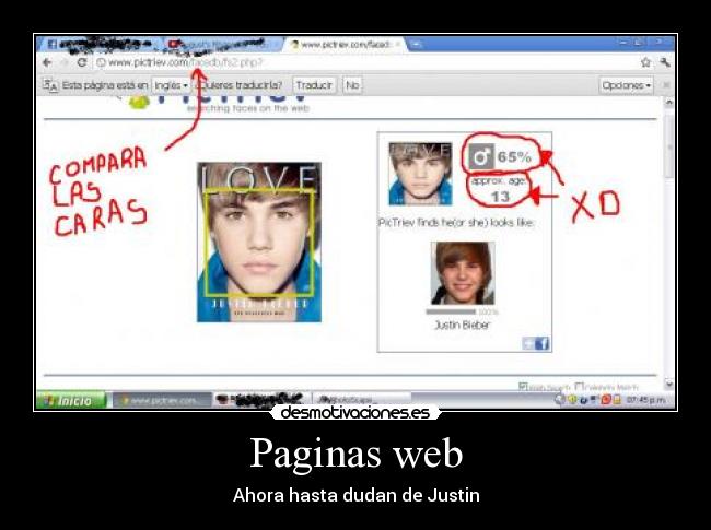 Paginas web - Ahora hasta dudan de Justin