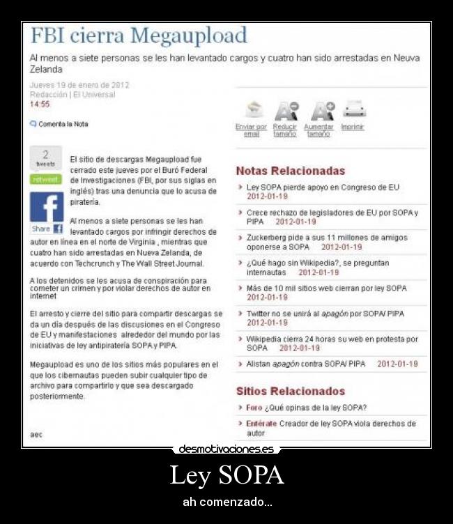 Ley SOPA - ah comenzado...