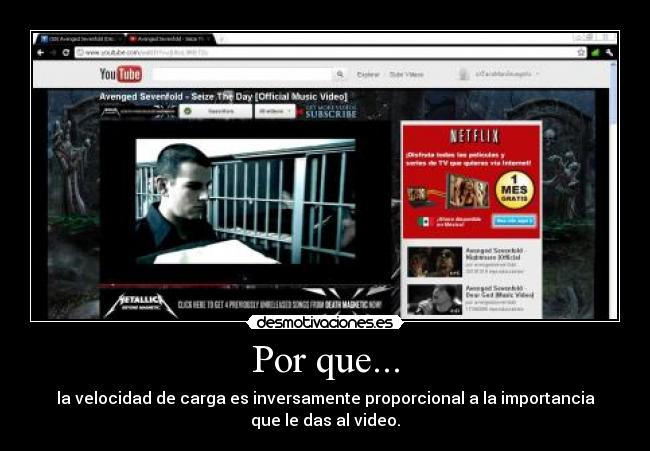 Por que... - la velocidad de carga es inversamente proporcional a la importancia
que le das al video.