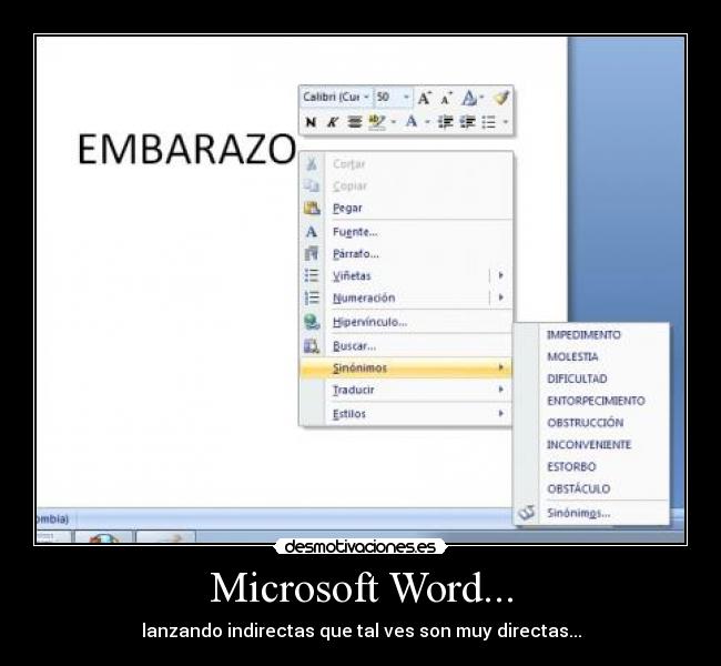 carteles embarazo microsoft word obstaculo impedimento troll indirecta desmotivaciones