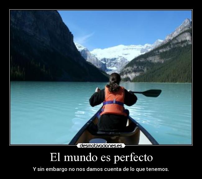 El mundo es perfecto - Y sin embargo no nos damos cuenta de lo que tenemos.