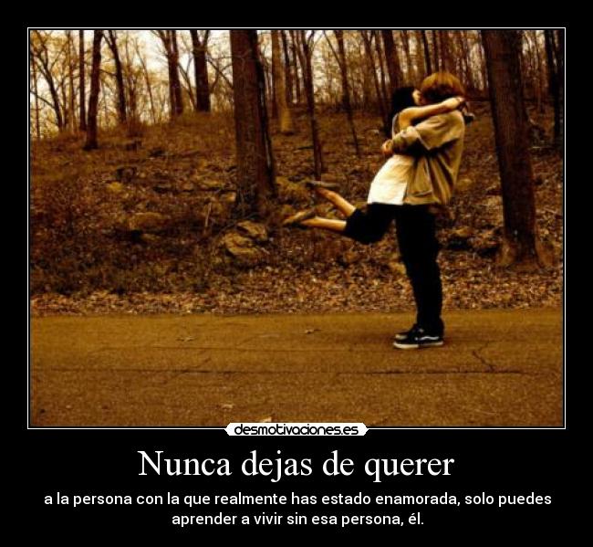 Nunca dejas de querer - a la persona con la que realmente has estado enamorada, solo puedes
aprender a vivir sin esa persona, él.