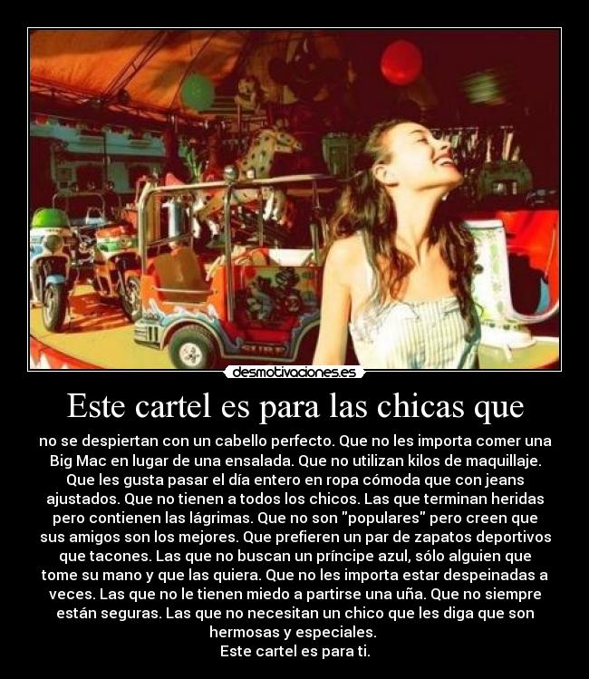 carteles para las chicas que son unicas hermosas especiales cada una manera desmotivaciones