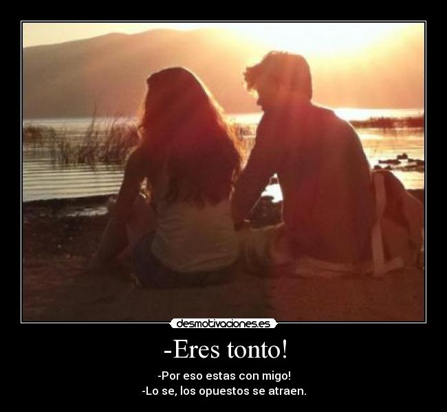 -Eres tonto! - -Por eso estas con migo!
-Lo se, los opuestos se atraen.