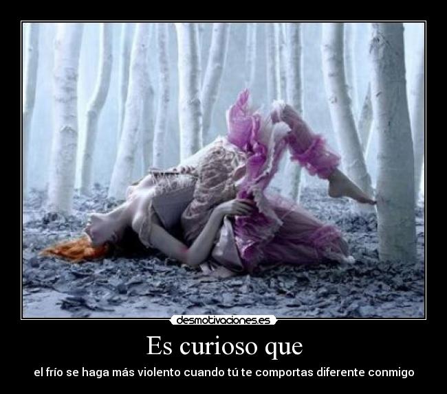 Es curioso que - el frío se haga más violento cuando tú te comportas diferente conmigo