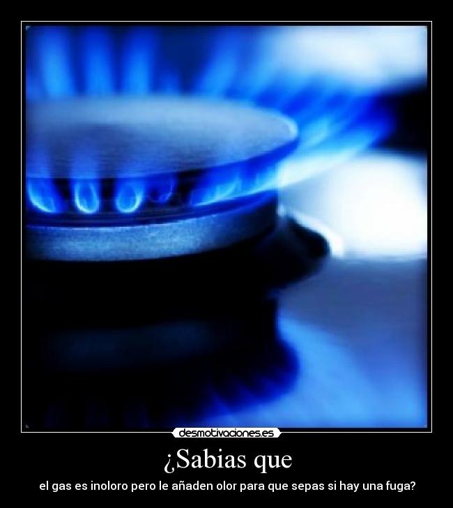 ¿Sabias que - el gas es inoloro pero le añaden olor para que sepas si hay una fuga?