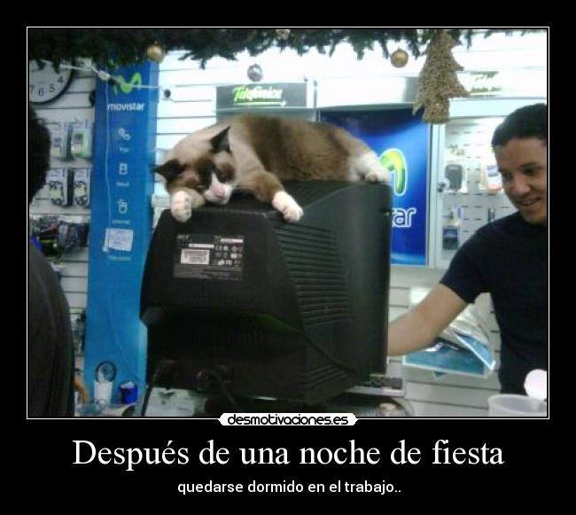 Después de una noche de fiesta - quedarse dormido en el trabajo..