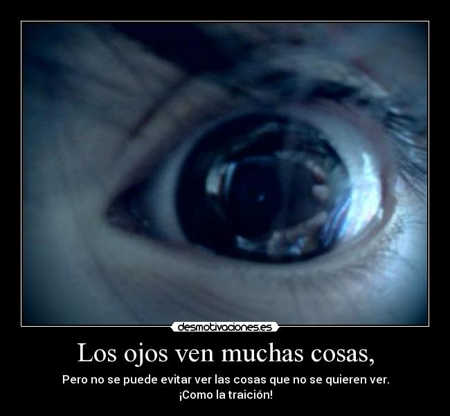 Los ojos ven muchas cosas, - Pero no se puede evitar ver las cosas que no se quieren ver.
¡Como la traición!