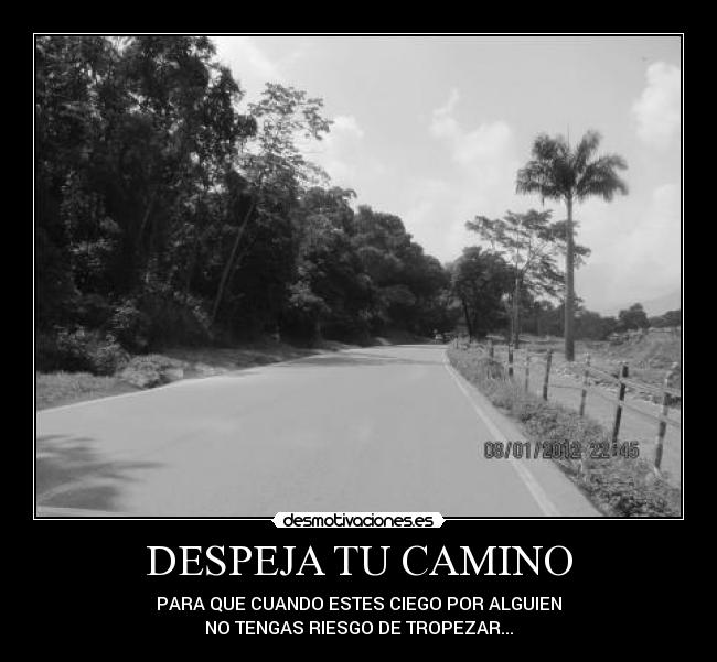 DESPEJA TU CAMINO - PARA QUE CUANDO ESTES CIEGO POR ALGUIEN
NO TENGAS RIESGO DE TROPEZAR...