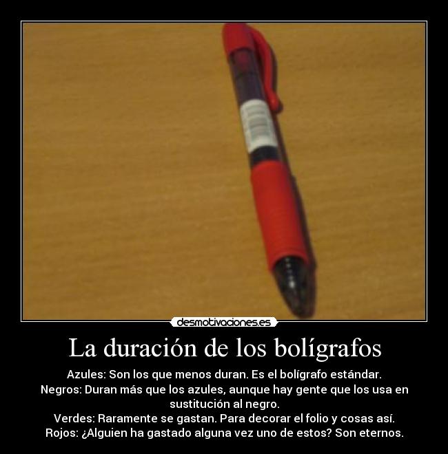 La duración de los bolígrafos - 