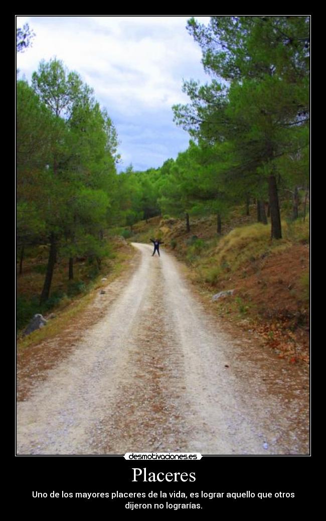 Placeres - Uno de los mayores placeres de la vida, es lograr aquello que otros
dijeron no lograrías.