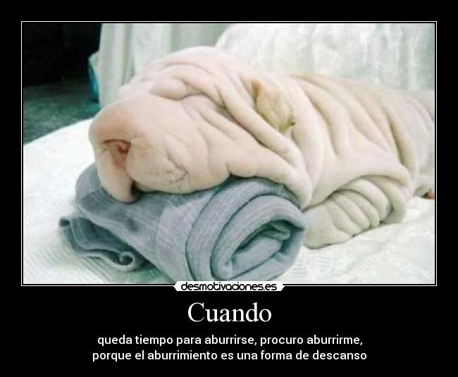 Cuando - queda tiempo para aburrirse, procuro aburrirme,
porque el aburrimiento es una forma de descanso