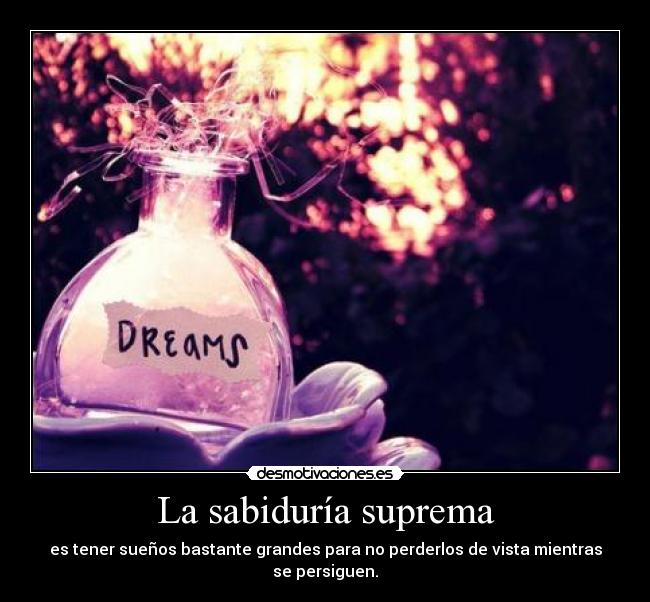 La sabiduría suprema - es tener sueños bastante grandes para no perderlos de vista mientras se persiguen.
