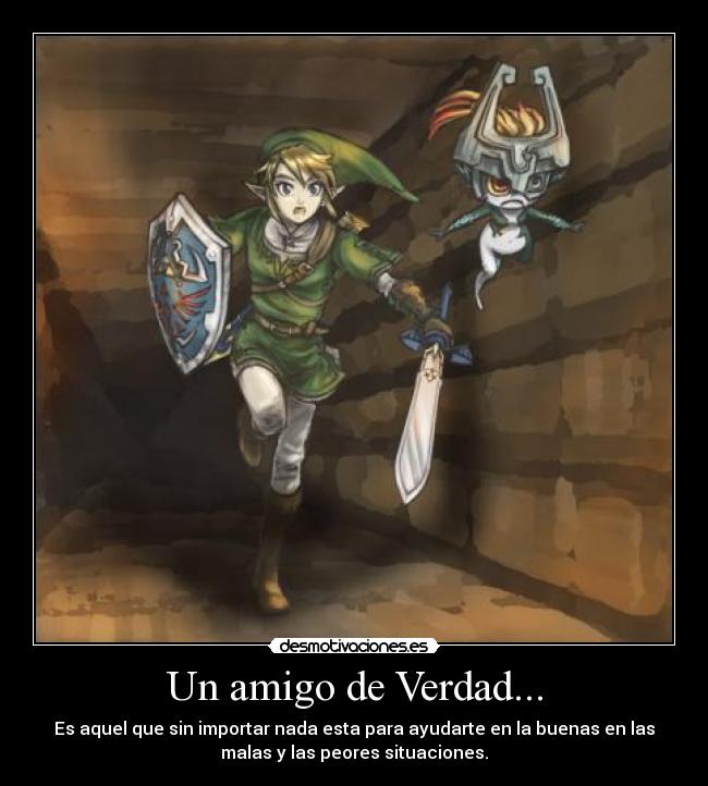 carteles amigo midna link zelda apoyar motiva twilight princess crepusculo desmotivaciones