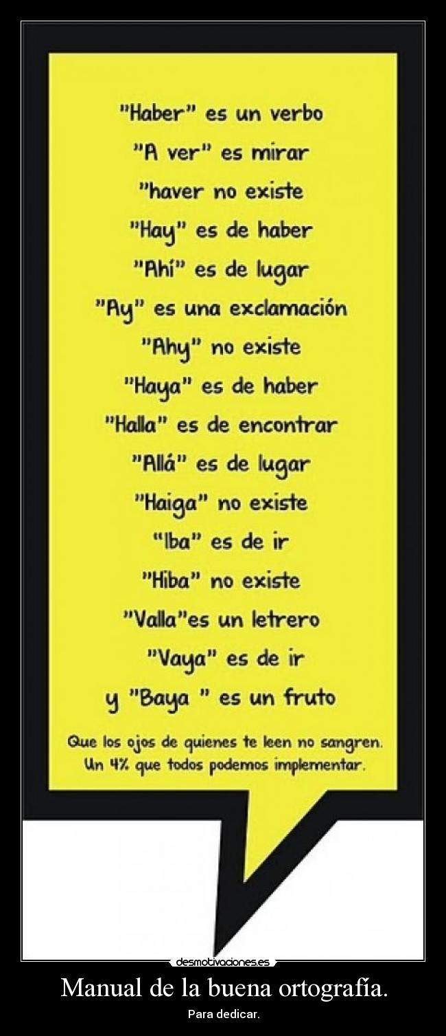 Manual de la buena ortografía. - Para dedicar.