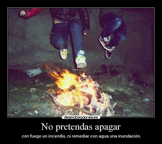 No pretendas apagar - con fuego un incendio, ni remediar con agua una inundación.