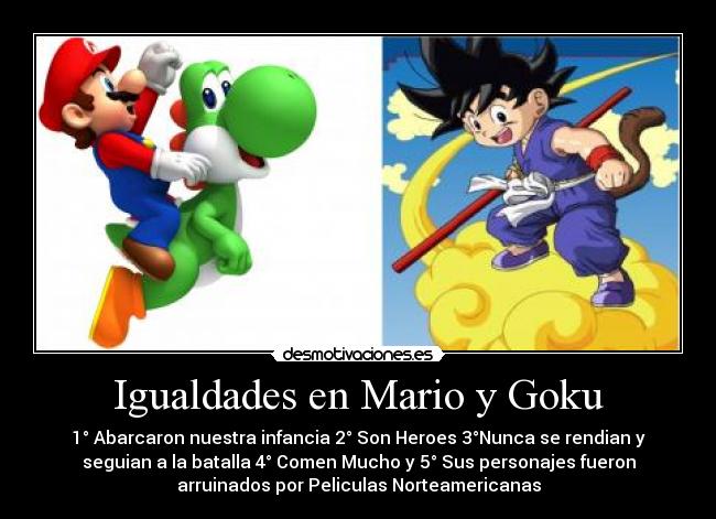 Igualdades en Mario y Goku -