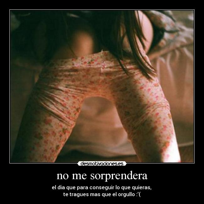 no me sorprendera - el dia que para conseguir lo que quieras,
te tragues mas que el orgullo :(
