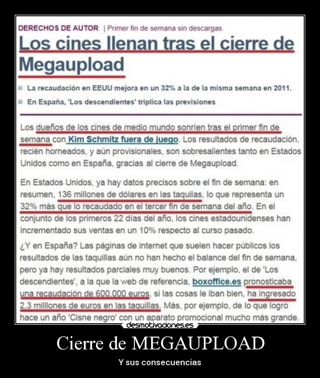 Cierre de MEGAUPLOAD - Y sus consecuencias