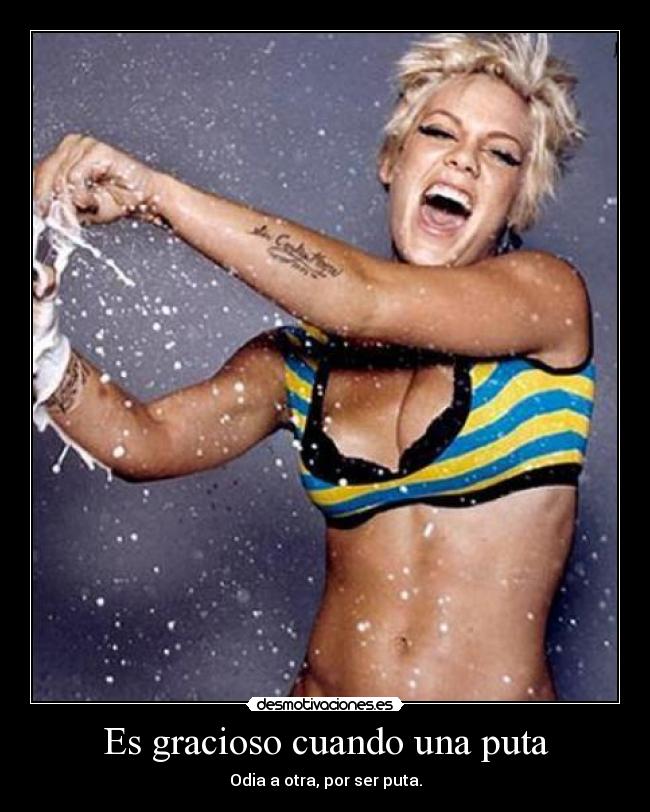 Es gracioso cuando una puta - Odia a otra, por ser puta.