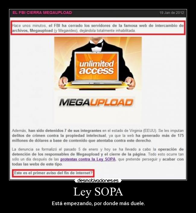 Ley SOPA - Está empezando, por donde más duele.