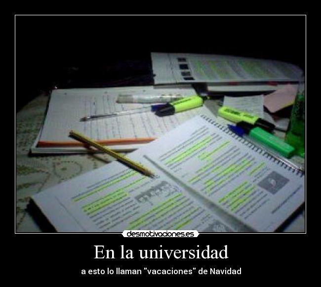 En la universidad - a esto lo llaman vacaciones de Navidad