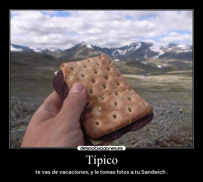 Típico - te vas de vacaciones, y le tomas fotos a tu Sandwich .