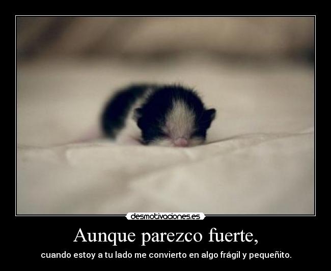 Aunque parezco fuerte, - cuando estoy a tu lado me convierto en algo frágil y pequeñito.
