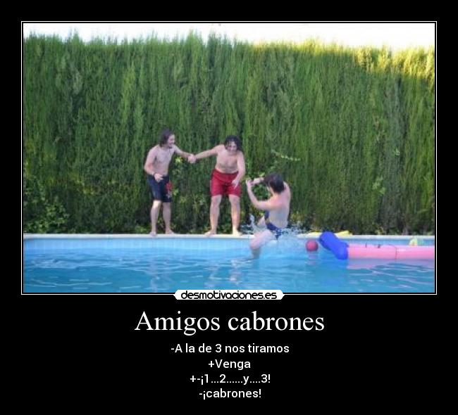 Amigos cabrones - -A la de 3 nos tiramos
+Venga
+-¡1...2......y....3!
-¡cabrones!