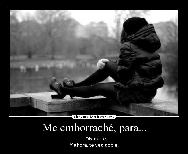 Me emborraché, para... - ...Olvidarte.
Y ahora, te veo doble.