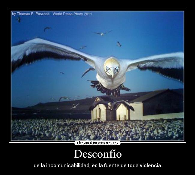 Desconfío - de la incomunicabilidad; es la fuente de toda violencia.
