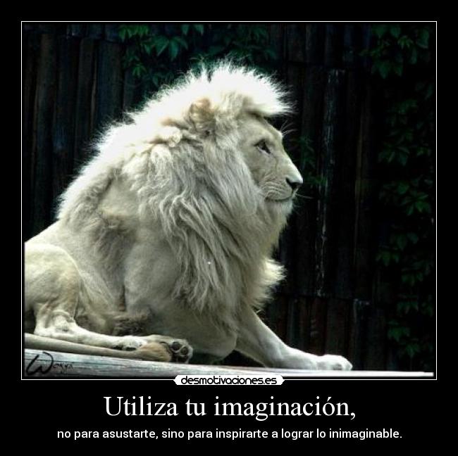 Utiliza tu imaginación, - no para asustarte, sino para inspirarte a lograr lo inimaginable.