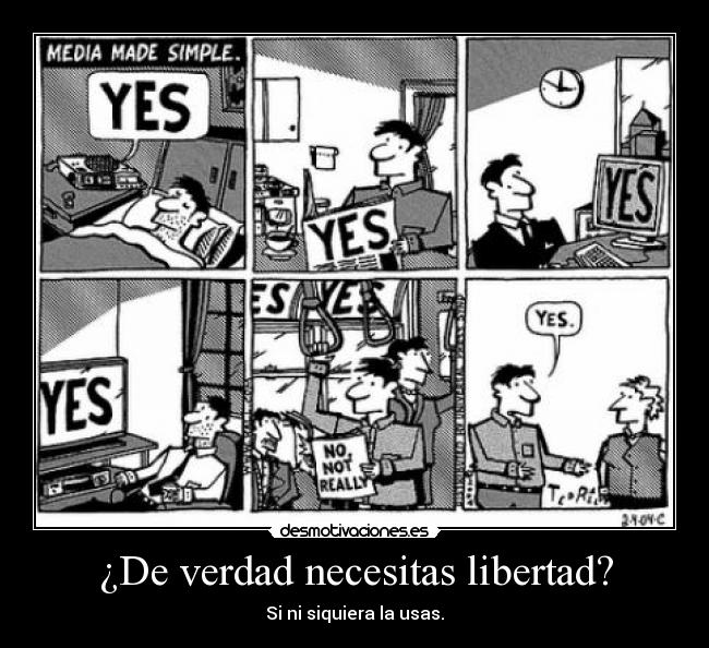 carteles libertad libertad pensamiento media comunicacion yes mentira lavado cerebro desmotivaciones