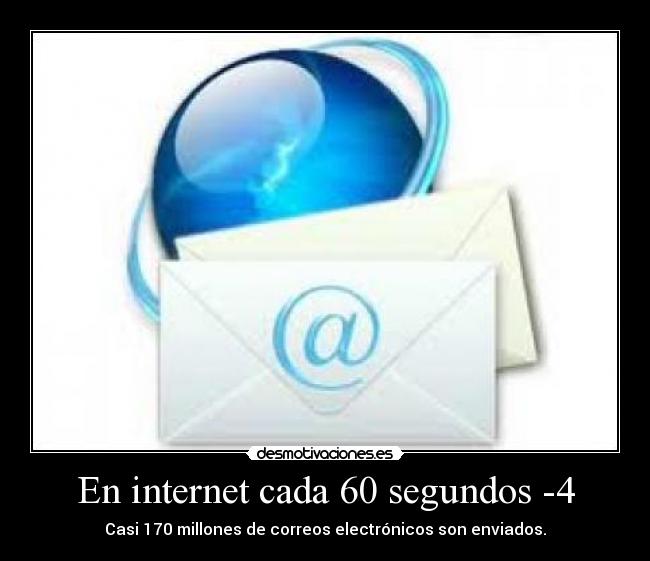 En internet cada 60 segundos -4 - Casi 170 millones de correos electrónicos son enviados.