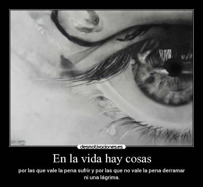 En la vida hay cosas - por las que vale la pena sufrir y por las que no vale la pena derramar ni una lágrima.