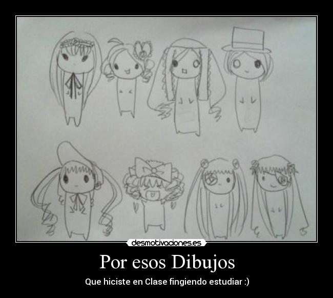 carteles dibujos fingir estudiar clase anime desmotivaciones