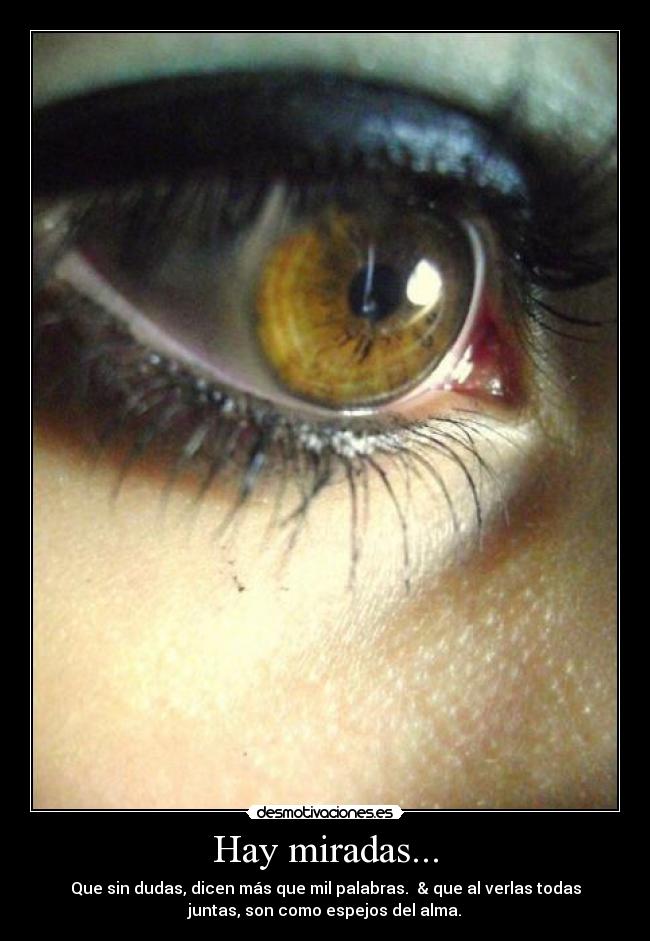 Hay miradas... - Que sin dudas, dicen más que mil palabras. & que al verlas todas
juntas, son como espejos del alma.