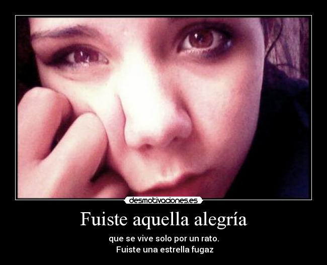 Fuiste aquella alegría - que se vive solo por un rato.
Fuiste una estrella fugaz