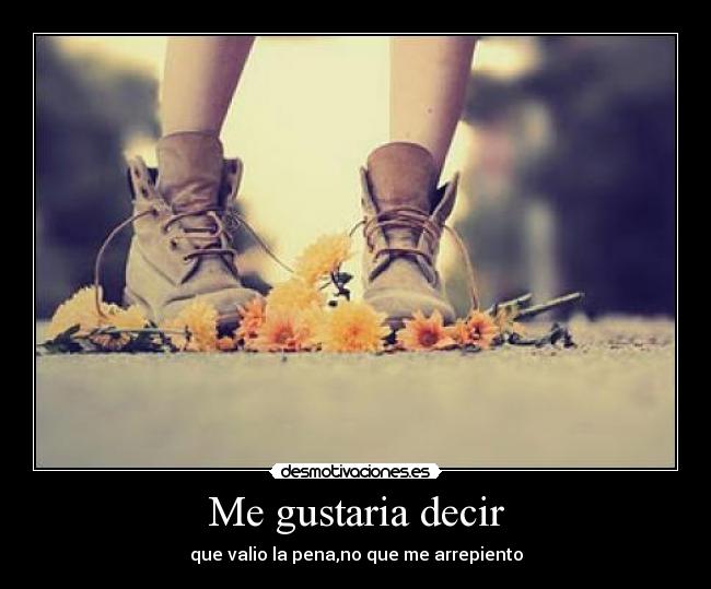 Me gustaria decir - que valio la pena,no que me arrepiento