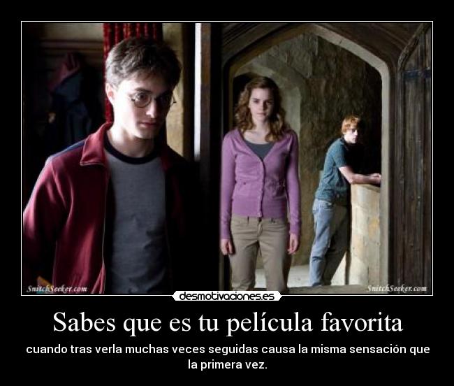 Sabes que es tu película favorita - cuando tras verla muchas veces seguidas causa la misma sensación que
la primera vez.