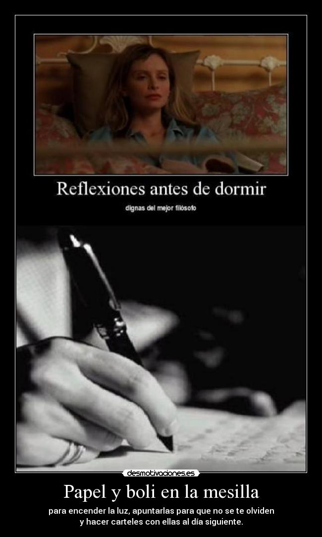 Papel y boli en la mesilla - 