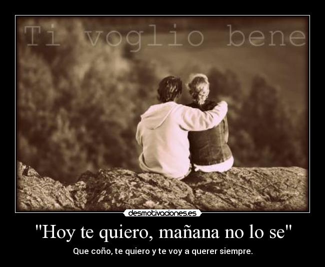 Hoy te quiero, mañana no lo se - Que coño, te quiero y te voy a querer siempre.