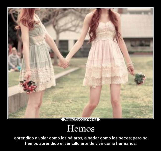 Hemos - aprendido a volar como los pájaros, a nadar como los peces; pero no
hemos aprendido el sencillo arte de vivir como hermanos.