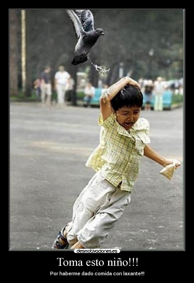 Toma esto niño!!! - Por haberme dado comida con laxante!!!